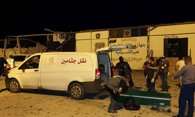 Nearly 40 killed in air strike on Libya migrant centre Nearly 40 killed in air strike on Libya migrant centre