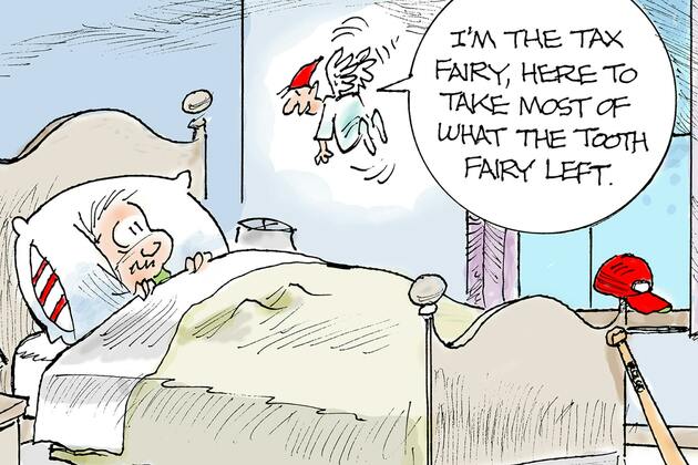 Editorial cartoon- Dana Summers on taxes