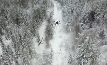 A drone at the Case Lake property in Ontario, Canada.