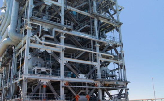 The final Pluto Train 2 modules arriving at the Pluto LNG facility in WA’s Pilbara region.