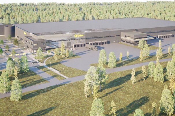 An illustration of the new distribution facility, in the Pilängen area of Örebro, Sweden