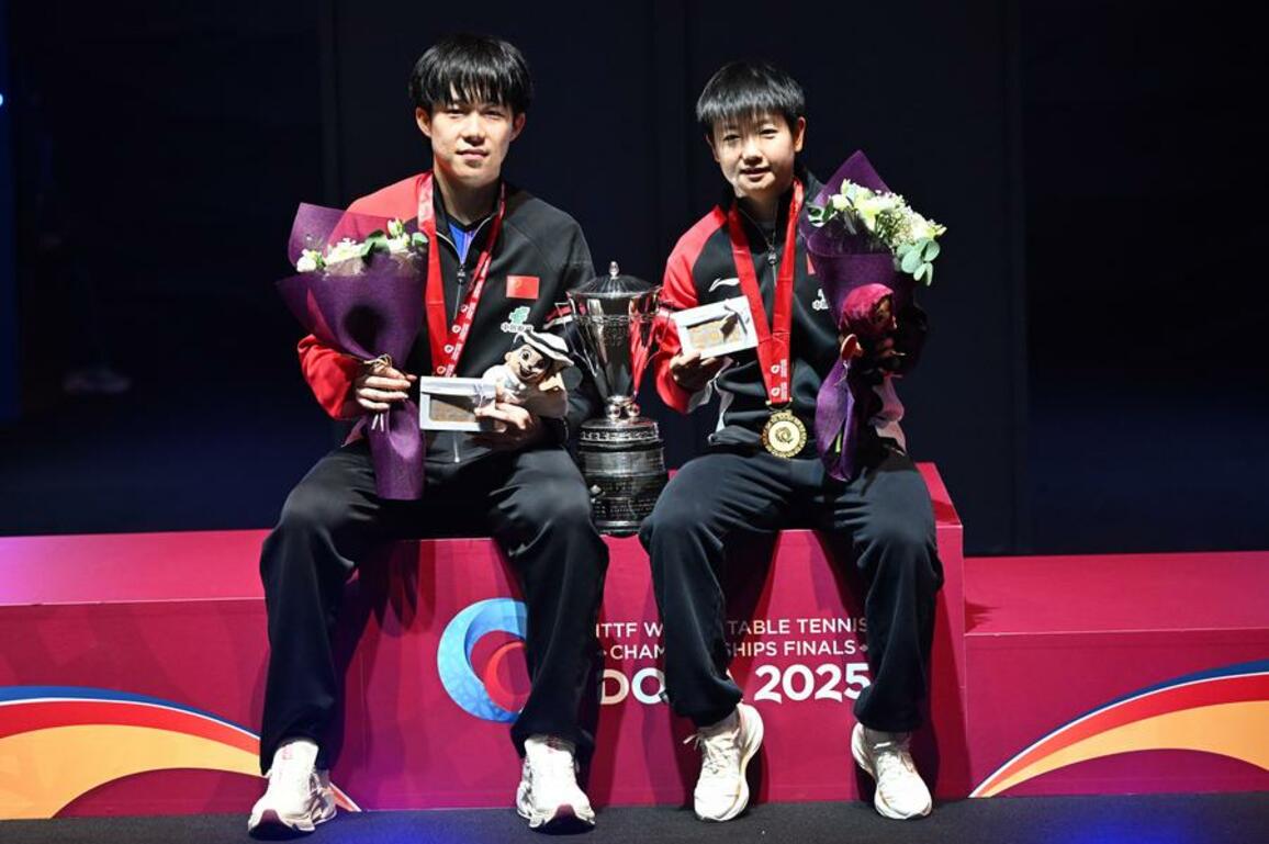 Wang/Sun win third straight mixed doubles title at TT worlds