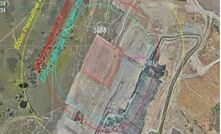 Example of exclusion zones from a mine, showing personnel, equipment and lightning zones.