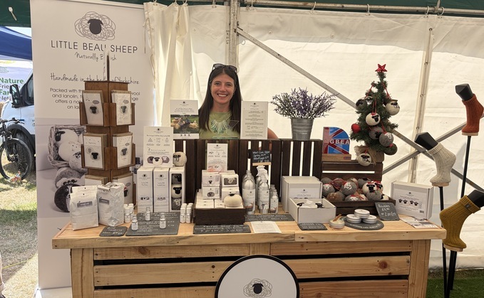 Founder of Little Beau Sheep, Sarah Turner, at her Great Yorkshire Show stand