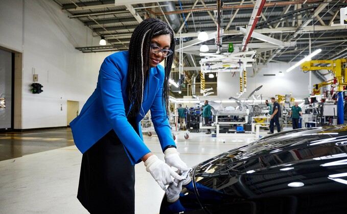 Kemi Badenoch at Aston Martin's HQ | Credit: Department for Business and Trade
