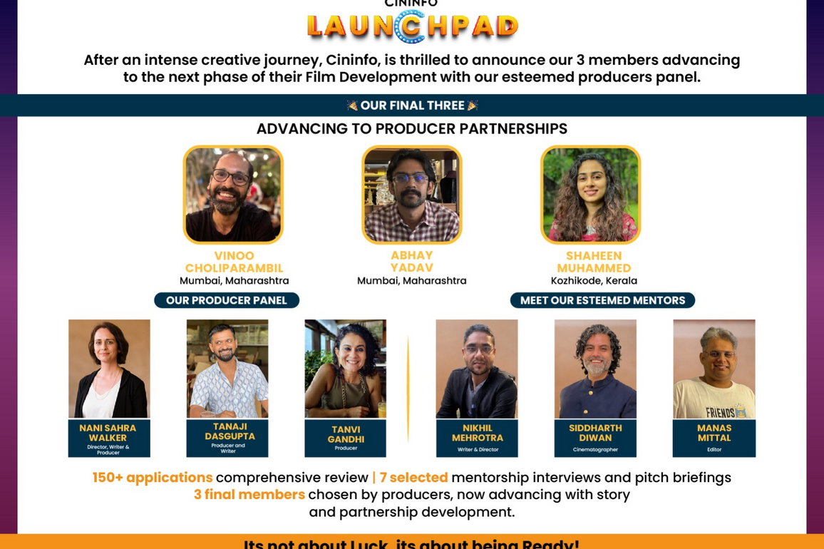 Cininfo Launchpad 2025 Announces Winners of its Screenwriter and Film Mentorship Lab in India