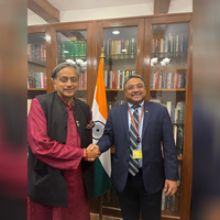 Cong MP Tharoor, MEA Secy (West) hold talks on strengthening India-Europe ties