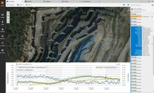 Live Map function of GeoExplorer 6 displaying prism monitoring data with Groundprobe radar data