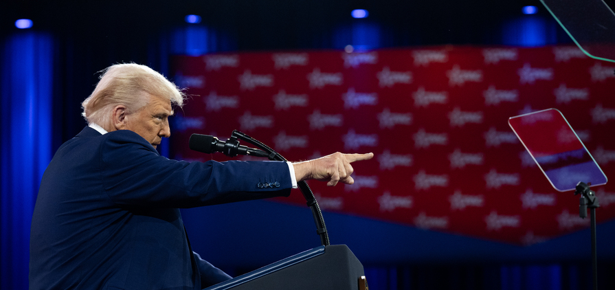 US President Donald Trump at CPAC in February 2025