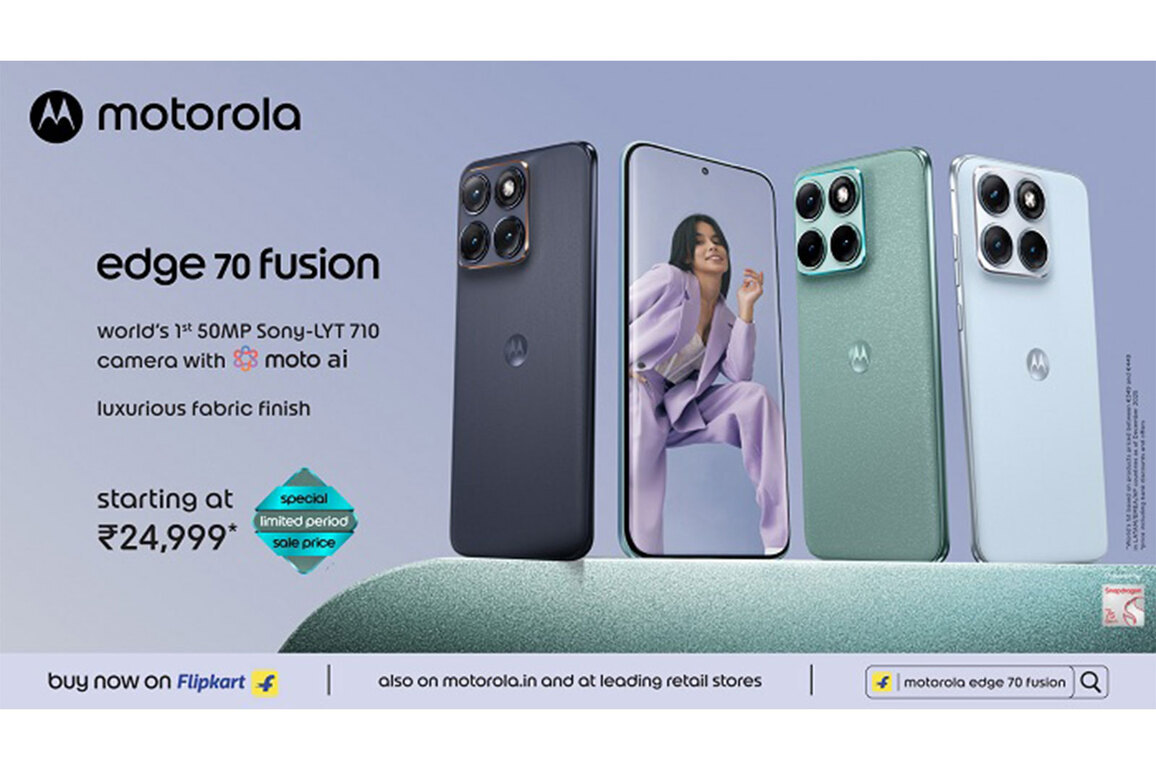 motorola edge 70 fusion Goes on Sale with World's 1st 50MP Sony-LYTIA 710 Camera, 7000mAh Battery and 144Hz 1.5K Display -- Starting Rs. 24,999*