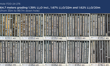 Testemunhos de sondagem da Lithium Ionic no projeto Bandeira