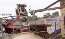 The position of the hammer on the catwalk after the worker was rescued.