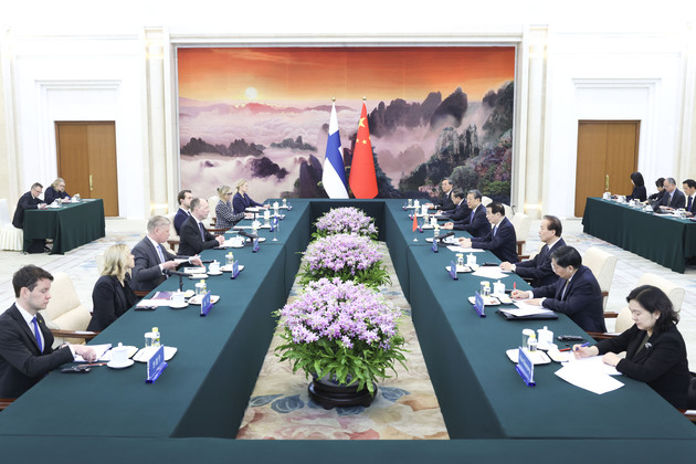 CHINA-BEIJING-WANG HUNING-FINNISH PARLIAMENT SPEAKER-MEETING (CN)