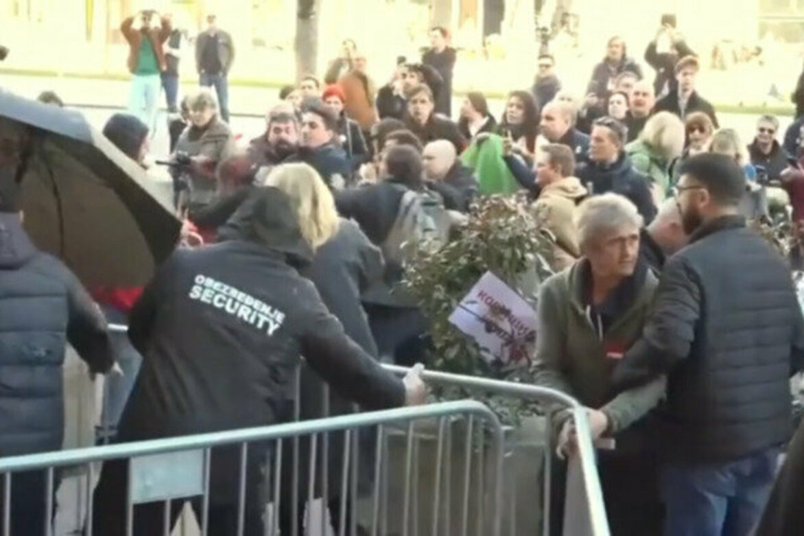 protesters attack Belgrade city hall