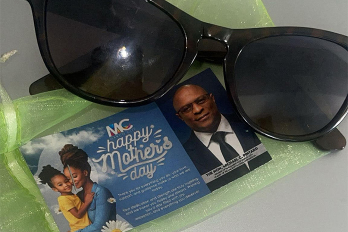 Pintard gave mothers in Marco City a $2 sunglasses