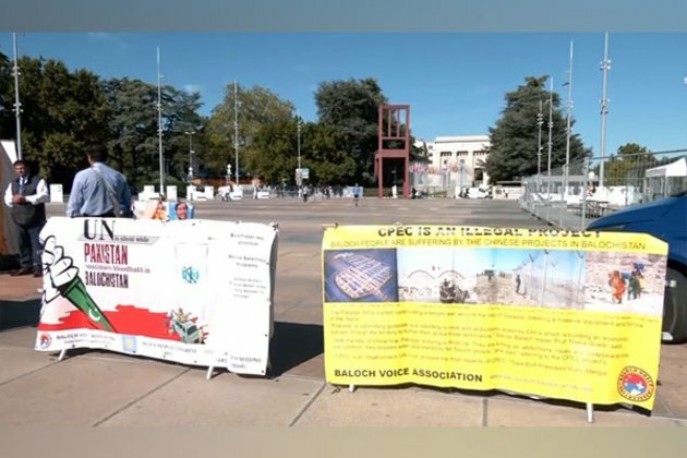 Banner exhibition outside UNHRC highlights human rights violations in Balochistan