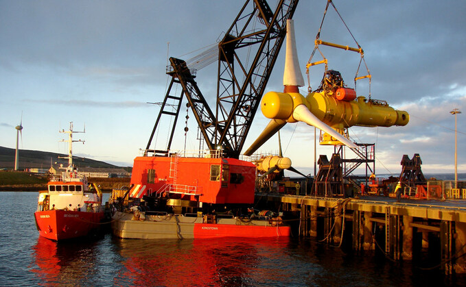 A 1MW tidal turbine installed for testing in Orkney, Scotland