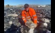  Beta Hunt GM Rob Walker with a sample of the new high-grade coarse gold discovery in the muck pile