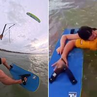 Heart-stopping moment Olympic kitesurfer swoops in to rescue drowning girl