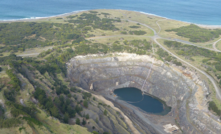  The previously mined open cut at King Island, south of Victoria