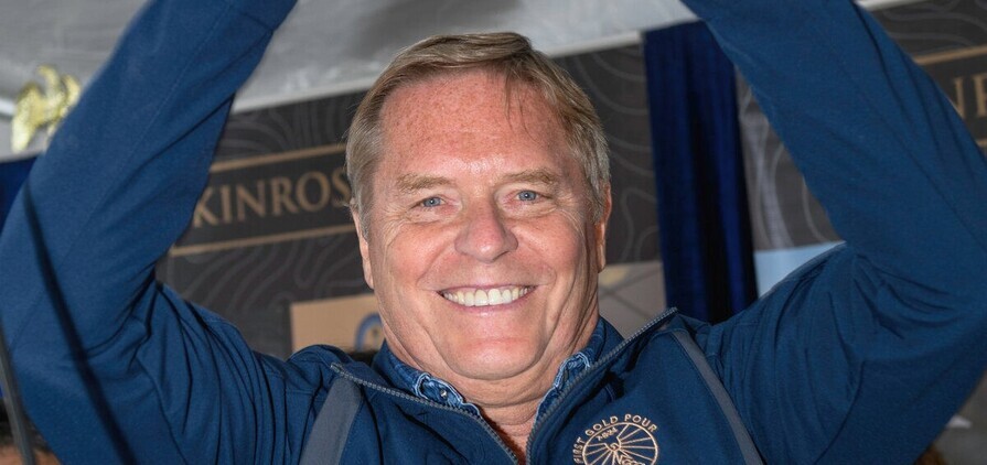 Contango Ore chief executive Rick Van Nieuwenhuyse with the first Manh Choh gold bar