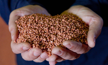 A handful of granular potash