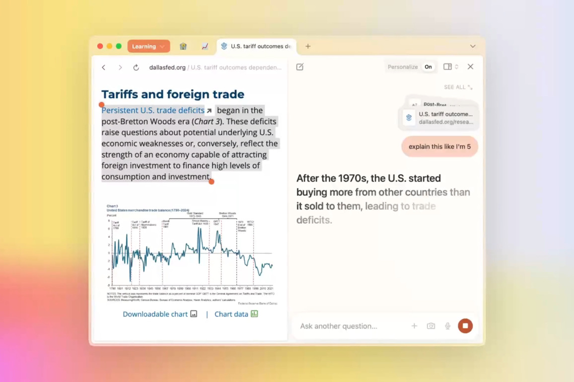 AI comes to the URL with a new web browser that answers you back