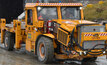  A MacLean BT3-BEV electric boom truck, emerging from a mine portal in Ontario, Canada