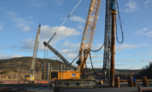  Minnevika railway bridge where Aarsleff Norge is installing driven steel piles and 17 cofferdams for client Bane NOR