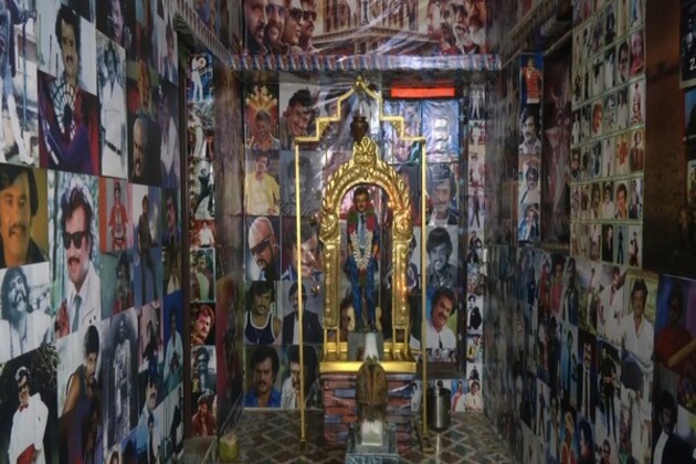 Rajinikanth completes 50 years in cinema, fan adorns Rajini temple with actor's photos, movie posters in Madurai