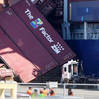 Dozens of cargo containers tumble off vessel at Port of Long Beach