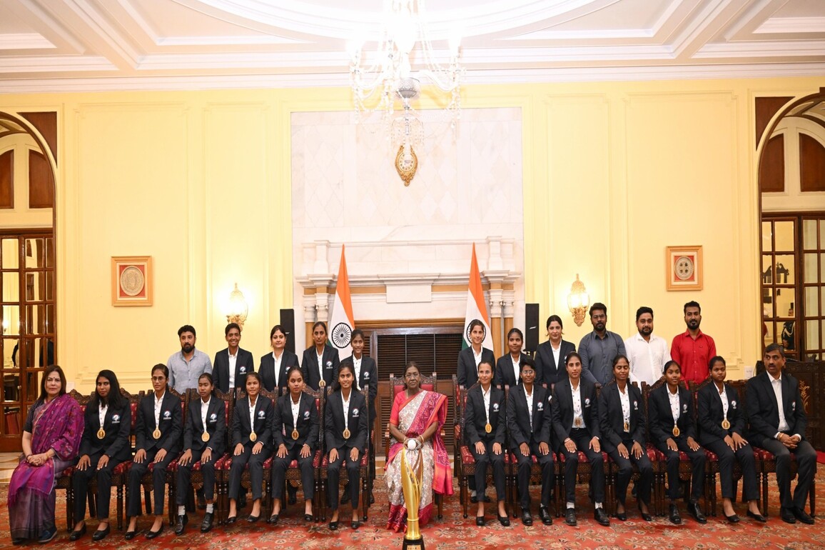 Indian Blind Women's cricket team, winners of first-ever T20 World Cup, call on President Droupadi Murmu