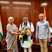 Karnataka CM DK Shivakumar meets Union Finance Minister Nirmala Sitharaman