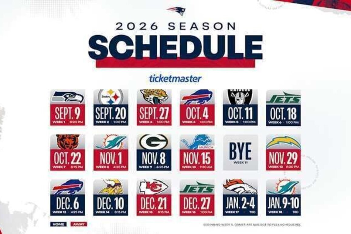 Patriots Announce 2026 Schedule