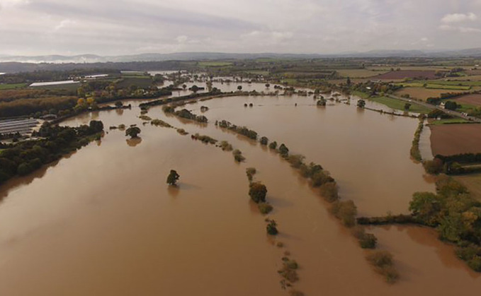 Large areas of farmland have been left underwater owing to recent floods