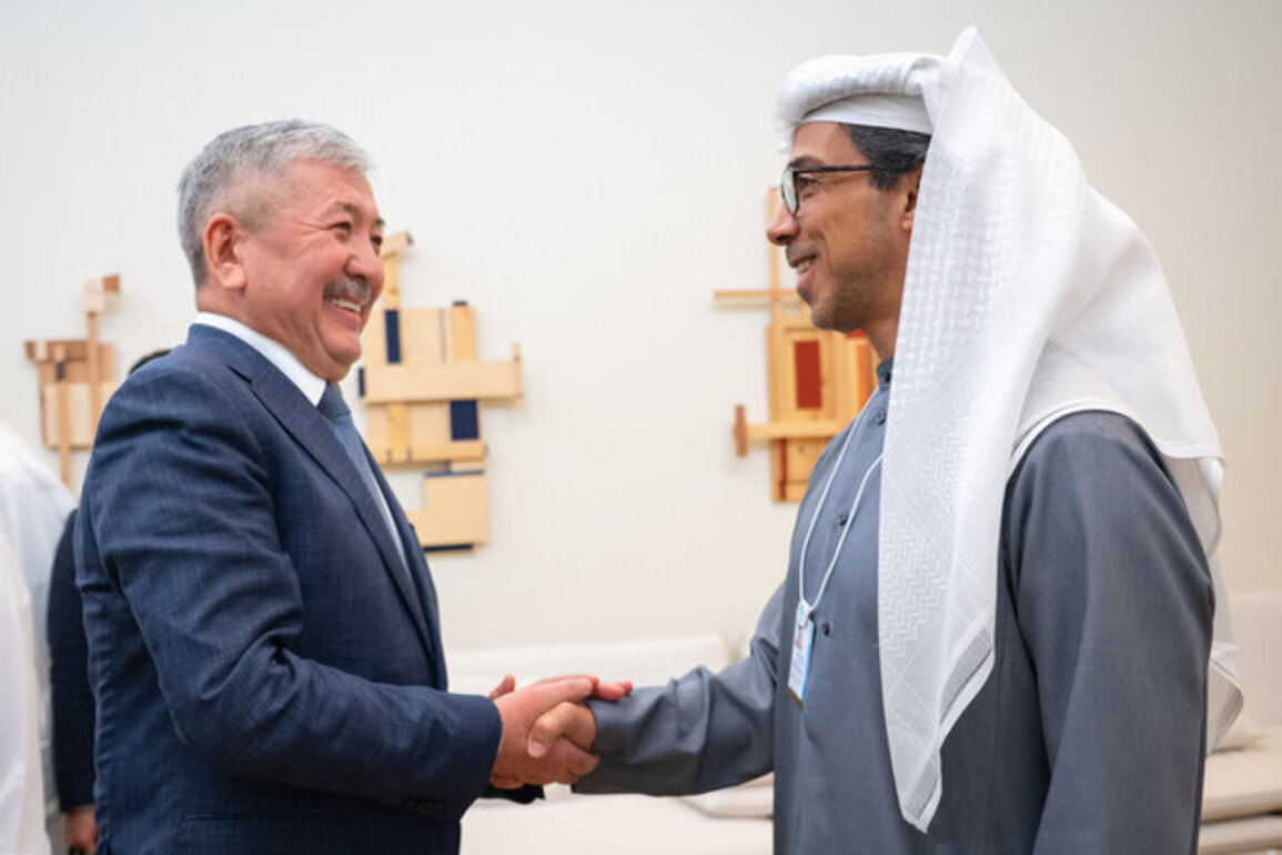 Mansour bin Zayed, Kyrgyzstan's Chairman of Cabinet of Ministers discuss enhancing bilateral coooperation