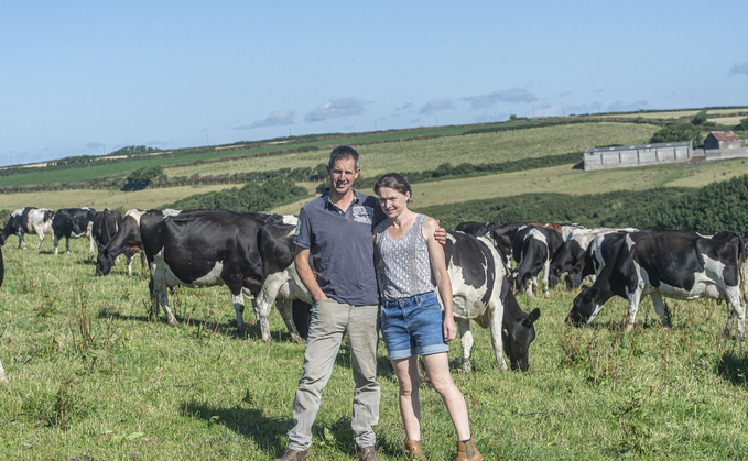 James and Clare Tripconey with their herd at Priske Farm, near Helston, Cornwall.