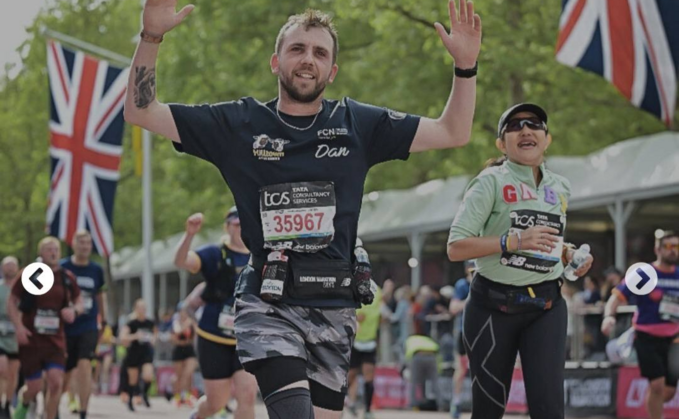 Dan Matthews, running the London Marathon in support of FCN