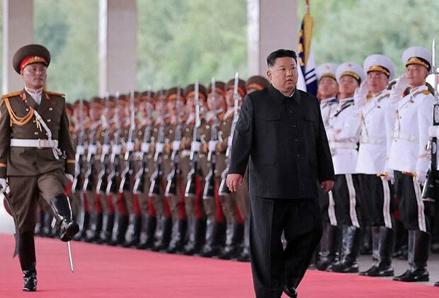 North Korean leader Kim Jong Un meets Russian Defence Ministry Sergei Shoigu at Knevichi airfield