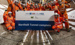Miners from TBM Anne celebrate completing the Northolt Tunnel