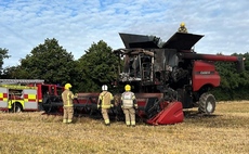 Combine harvester fire at Derbyshire farm treated as suspected arson