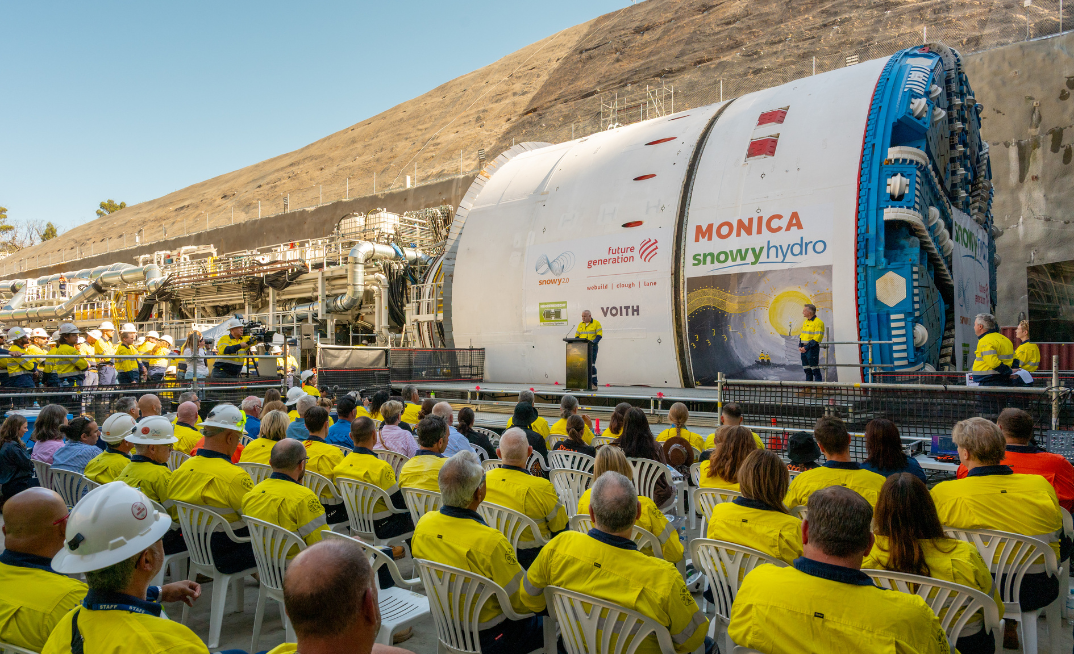 Snowy Hydro CEO Dennie Barnes addresses the crowd