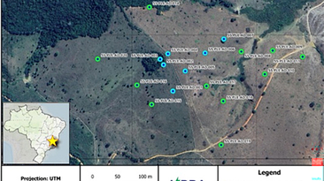 Mapa de sondagem no projeto de terras raras Penélope