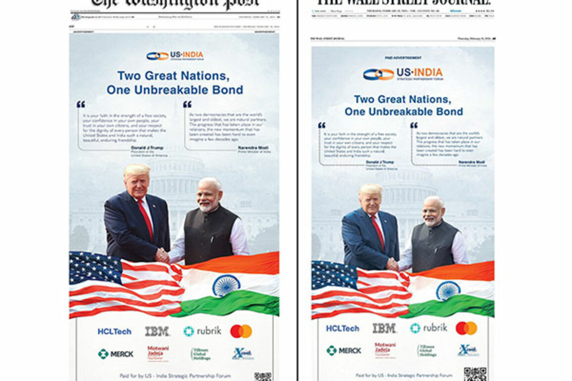 USISPF gives special welcome to PM Modi with front page display in top newspapers