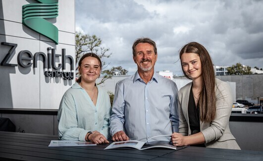 Tamitha Zwaanenburg (left), Hamish Moffat and Casey Slattery.