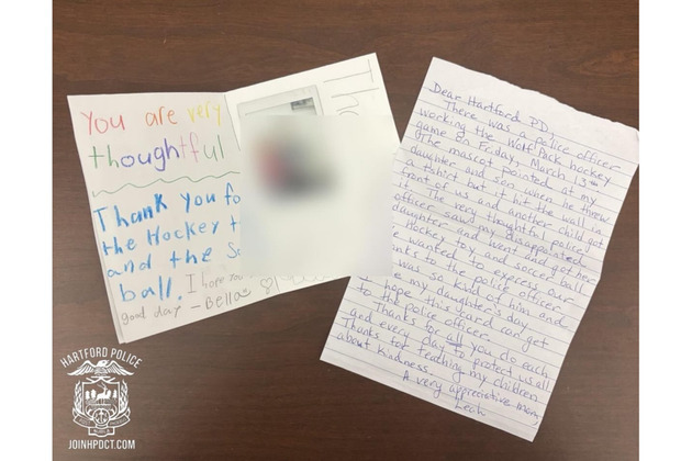 'What policing is about'- Hartford Police share encouraging note from young girl