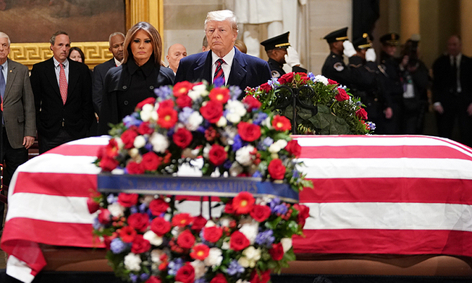 Trump pays respects as president Bush lies in state in US Capitol Trump pays respects as president Bush lies in state in US Capitol