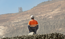 Worker in an open pit diamond mine in Botswana. 