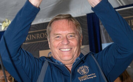 Contango Ore chief executive Rick Van Nieuwenhuyse with the first Manh Choh gold bar