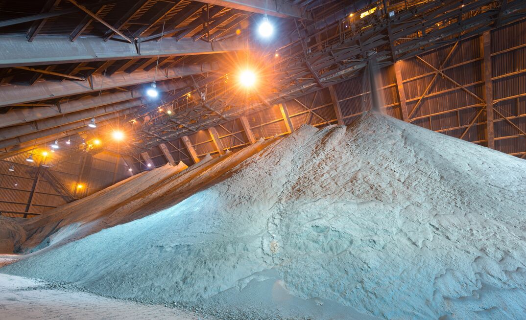 A copper concentrate stockpile.